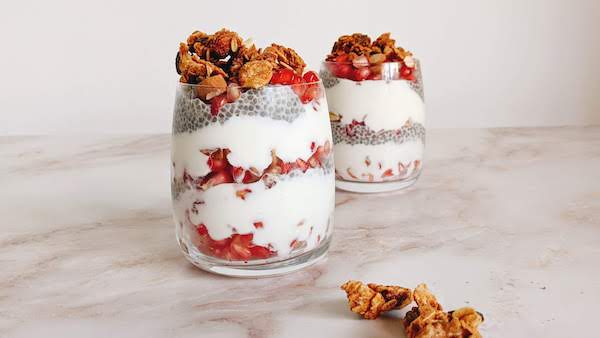 Parfait con chía y granada 2 Parfait de chia y granada