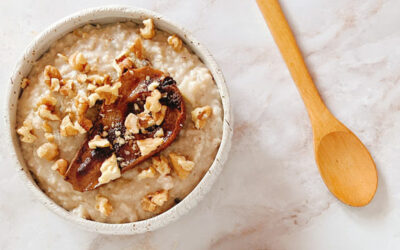 Porridge especiado con pera asada