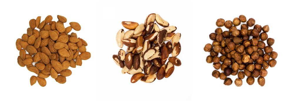 Almendras, nuez de brazil y avellanas